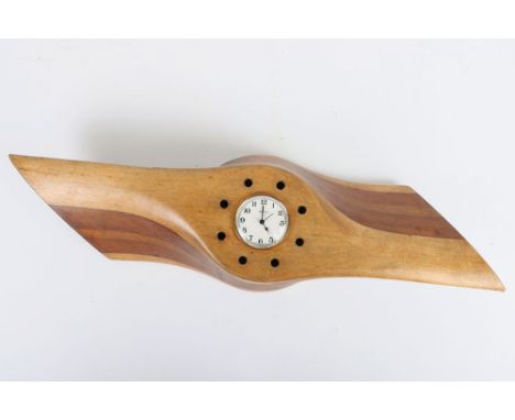Propeller Clock: Modern clock in WW1 vintage propeller hub with faint stampings to wood  Gipsy and numbers,  75 cms wide. 