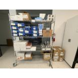 METRO CART W/ CONTENTS, ASST. LAB SUPPLIES, DIATEC 2.0ML SNAP CAP MICROTUBES, FACE MASKS, ULINE