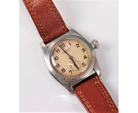 A gents stainless steel Rolex Oyster Perpetual 'bubble-back' chronometer wristwatch, circa 1938, ref. 2764, signed silvered d