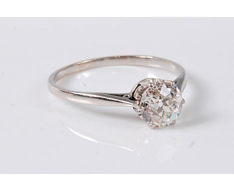 A diamond solitaire ring, the old round brilliant cut diamond, estimated approx. 1.07cts, estimated colour approx. I-J, estim