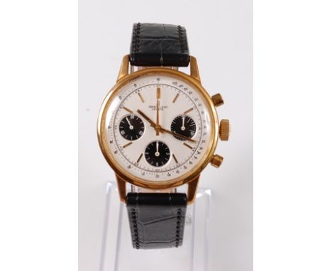 A gents gold plated Breitling 'Long Playing' chronograph wristwatch, circa 1973, reference 815, with Panda dial, having fine 