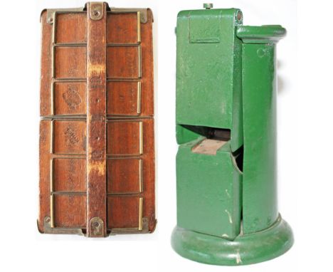 GWR Guards wooden Ticket Holder with clips both sides to hold 24 Edmondson tickets. Nicely stamped GWR down front centre rib.