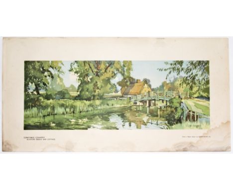  A loose Carriage Print Constable Country (Flatford Bridge and Cottage) by Edwin Byatt. Although having some staining off the
