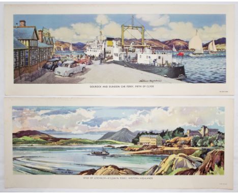 BR(Sc) Carriage Prints, a loose pair comprising - Kyle Of Lochalsh Kyleakin Ferry, Western Highlands by Kenneth Steel and Gou