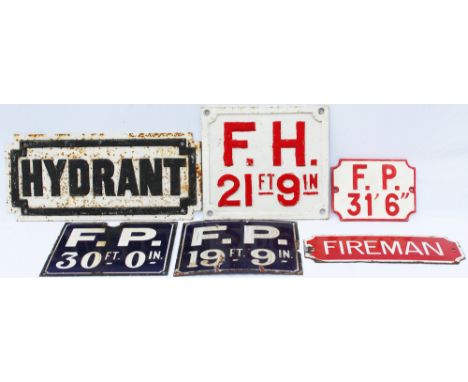 A selection of Fire Hydrant Signs (qty 6), 3 of which are Cast Iron and 3 are enamel. (6 items)
