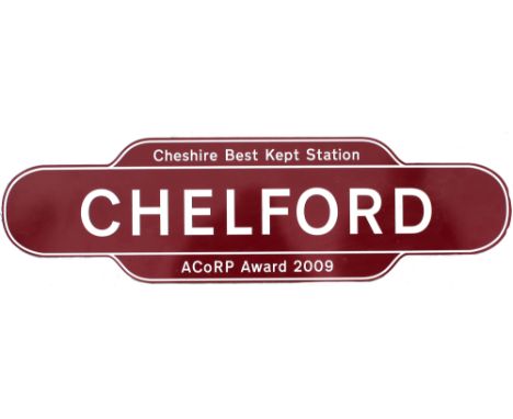 Totem CHELFORD Cheshire Best Kept Station Acorp Award 2009. Special composite construction item measuring 36in x 10in.