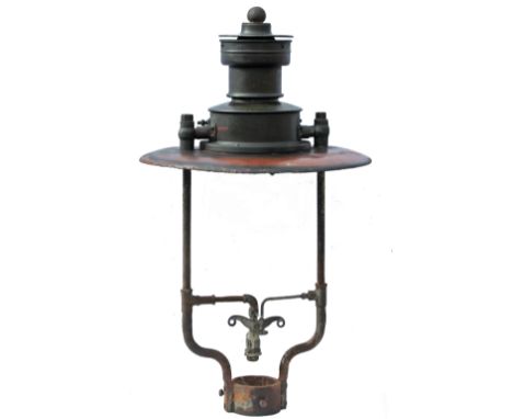 BR/GWR Sugg Platform Lamp complete with frog, brown enamel shade, no glass.