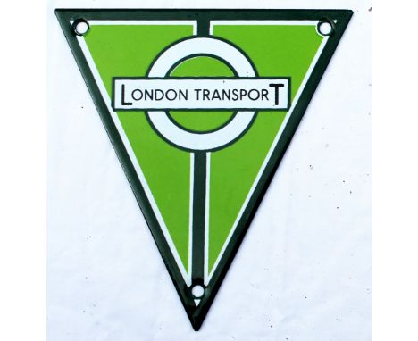 London Transport Country RT Bus triangular enamel radiator badge. Approximately 6in x 5.75in. Virtually mint.