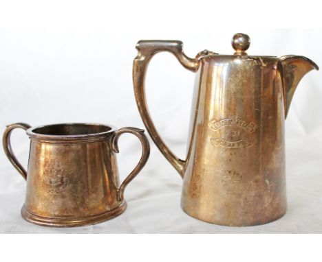 GWR Hotels silverplate 1 pint Hot Water Jug with unusual engraving Great Western Hotel G31 together with a GWR silverplate Su