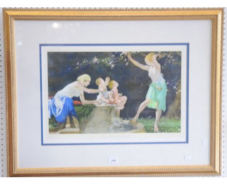 W. Russell print, afterThe Bloom Of Youth35cm x 52cm, framed