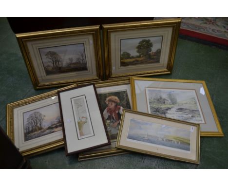 Pictures and Prints Golfing, comical, limited edition Robin Davidson, Homeward Bound Off Old Harry Roots, coloured print sign