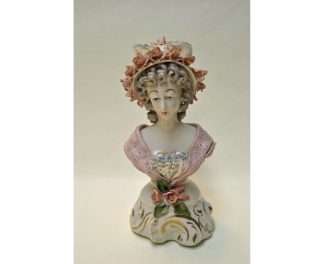 Bisque Porcelain Glazed, hand created, hand painted by Boleslaw Cybis, founder of the Cybis Studios. Porcelain Lace Bust Figu