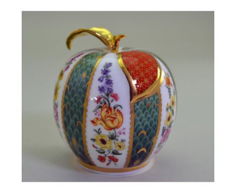 English Fine Bone China, Decorated, Hand created, hand painted. Vintage. Beautifully Decorated Apple, in colors of Green, Whi