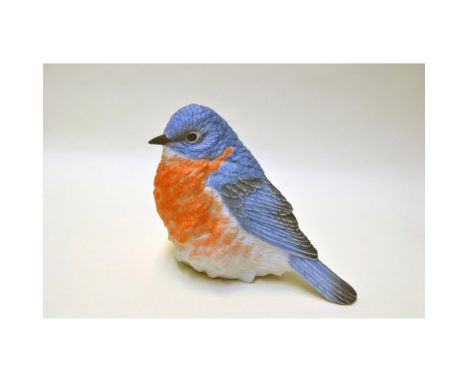 Bisque Porcelain Decorated, hand created, hand painted by Oldham, featuring the Bluebird, sitting. Issued: 1992. Hallmark: A.