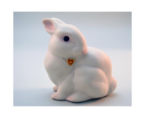 Bisque Porcelain Decorated, hand created, hand painted by the Cybis Artists, featuring Bunny Snowflake with Necklace. Issued: