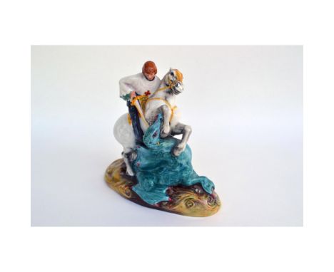 Royal Doulton Vintage Porcelain featuring St. George Glazed Decorated Figurine, HN2051. 1949. Made in England. Hand-created, 