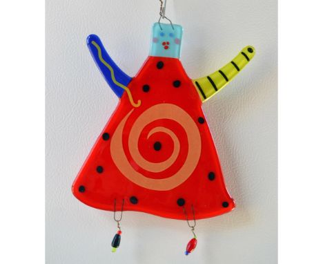 Swirl Girl Fused Art Glass by Bird Brain. Spice up your garden or wall with the Sassy "Swirl Girl" in Red. Hand Crafted fused