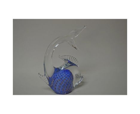 Handmade, handblown, Blue and Clear, Vintage, Murano Glass, Murano, Italy. Size: 8.5"h x 6"w x 2.25"d Artist: MURANOIssued: 1