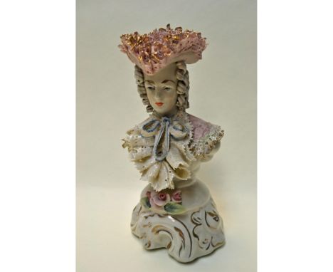 Bisque Porcelain Glazed, hand created, hand painted by Boleslaw Cybis, founder of the Cybis Studios. Porcelain Lace Figurine.