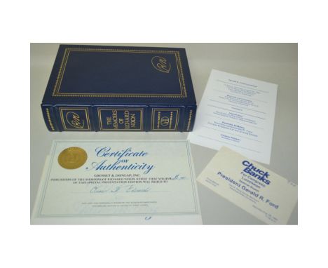 A Limited Edition Signed Copy of The Memoirs of Richard Nixon, # 711/2500, also signed in Blue Pen by Gerald R. Ford, 1982. C