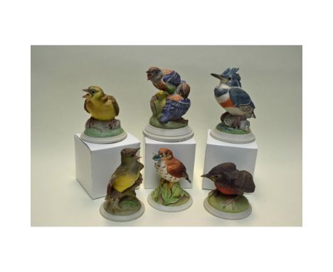 Bisque Porcelain Decorated, hand-created, hand-painted, featurine Six (6) of the Original Fledgling Birds from the 1950's-197