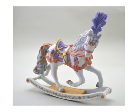 Bisque Porcelain Decorated, hand made, hand painted by the Lenox Artists. Featuring a decorated Carousel Rocking Horse in viv