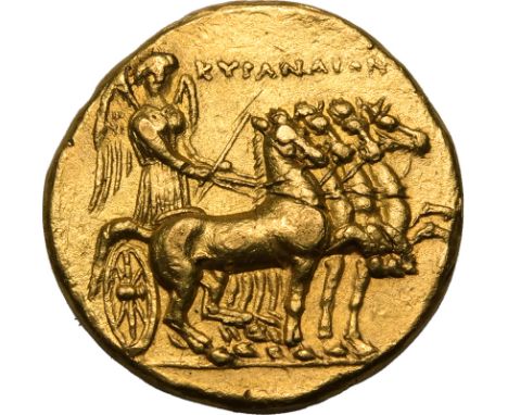 ANCIENT GREECE. KYRENAIKA, KYRENE. Temp. first reign of Ophellas, Ptolemaic governor. Gold stater, circa 322-313BC. Polianthe