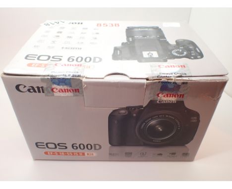 Canon EOS 600D camera body with EF-S 18-55 IS II lens boxed