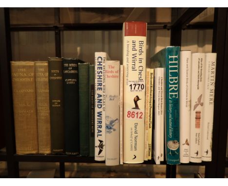 Shelf of Cheshire and the North West bird and wildlife books including The Fauna of Cheshire in two volumes 