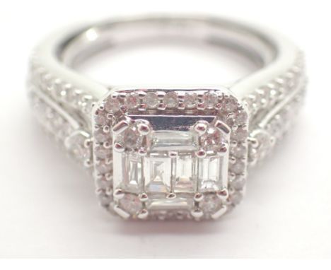 14k diamond ring with approximately 1.00ct diamonds certificate and invoice present 6.3g size L