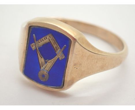 Masonic 9k hallmarked ring size Z  8.0g CONDITION REPORT: The ring is full hallmarked