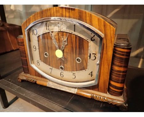 Walnut cased Westminster chime mantel clock