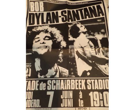 Original European Bob Dylan Santana music poster for 1990 75 x 100 cm