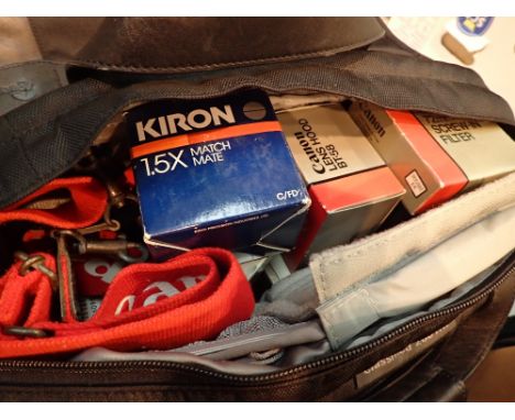 Canon T90 film camera body Canon Speedlite 300TL flash gun Lowepro 200  and case and accessories
