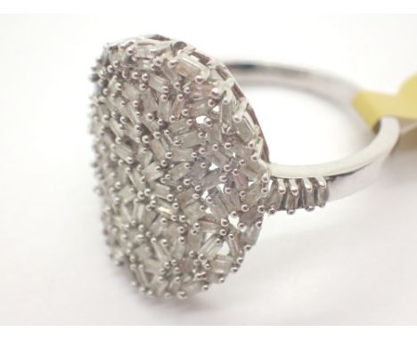 Silver fancy diamond ring by The Jewellery Channel size T 4.7g