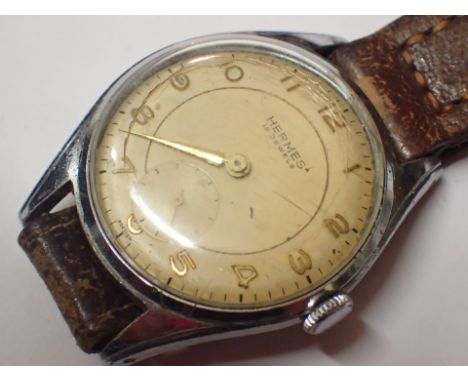 Hermes vintage gents 15 jewel wristwatch with subsidary seconds dial  CONDITION REPORT: This item is working at lotting. The 