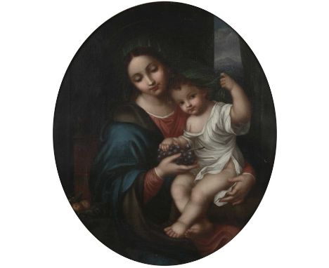 19th century Italian school after Pierre MignardVirgin of the grapes, oil on canvas, oval, 65 x 55.5cmNot lined. Cracking to 