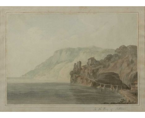 John Warwick Smith (1749-1831)In the Bay of Salerno, signed with monogram and inscribed to the mount, watercolour, 30.5 x 44.