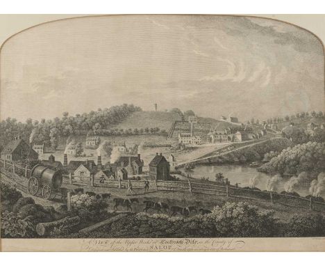 Francois Vivares'A View of the Upper Works at Coalbrook Dale', engraving, 37 x 51cm; and three further prints or engravings t