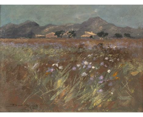 David Mynett (1942-2013)'May - Evening Light, Wild flowers, Mallorca', signed and dated 2001, watercolour and gouache, 22.5 x