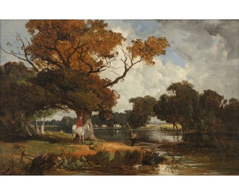 Attributed to Sidney Richard Percy (1821-1886)The Thames near Maidenhead, oil on canvas laid onto panel, 18 x 28cm