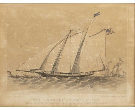 Augustus Butler'The America' Schooner, 170 Tons..., lithograph, hand-coloured, 28.5 x 37cm