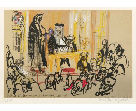 After Feliks Topolski (1907-1989)Delivery of the Pyx Verdicts at Goldsmith's Hall, 1st May 1981, signed in pencil and no. 70/