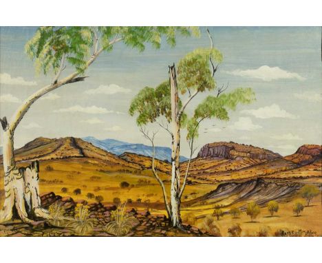 Reggie Moolarvie (Aboriginal school)Gum trees, Western Australia, watercolour, 35 x 53.5cm