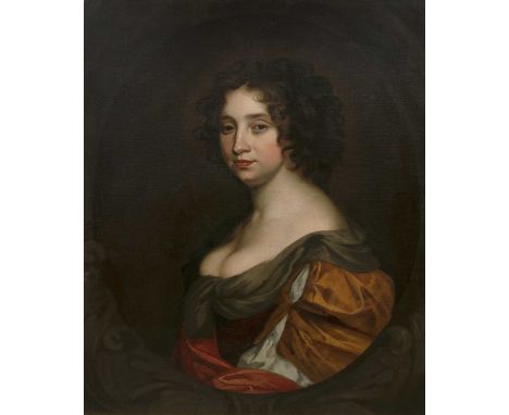 Circle of Mary Beale (1632-1697/99)Bust length portrait of a lady wearing dress décolleté in feigned oval, oil on canvas, 75 