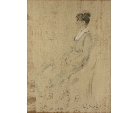 Jacob Kramer (1892-1962)Portrait of a seated lady, signed and dated 1917, charcoals heightened in white, 46 x 35cmVery badly 