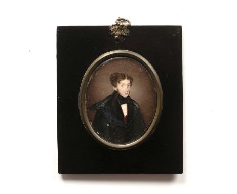 Philip Augustus Barnard (c.1820-c.1890)Portrait of a scholar, signed, on ivory, 8.5 x 7cm oval Ivory Submission Reference:   