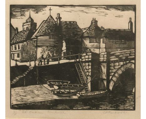 Miss L * H * Barbrook (exh. 1917)'The Barbican, Sandwich', woodcut, pencil signed, titled and numbered 6/25, 13 x 15cm; an en
