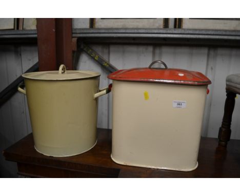 Two enamel bread bins 