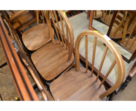 Three Ercol stick backed kitchen chairs